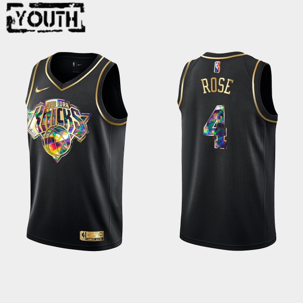 NBA New York Knicks Trikot Derrick Rose 4 Nike 2021-22 Schwarz Golden Edition 75th Anniversary Diamond Swingman - Kinder NBA New York Knicks Trikot Derrick Rose 4 Nike 2021-22 Schwarz Golden Edition 75th Anniversary Diamond Swingman - Kinder